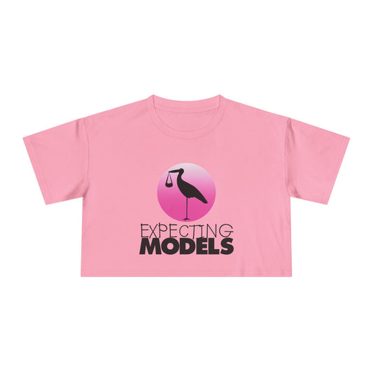 Expecting Models Women's Crop Tee - Perfect for Maternity, Baby Showers, Casual Wear, Gift for Moms, Stylish Pregnancy Apparel