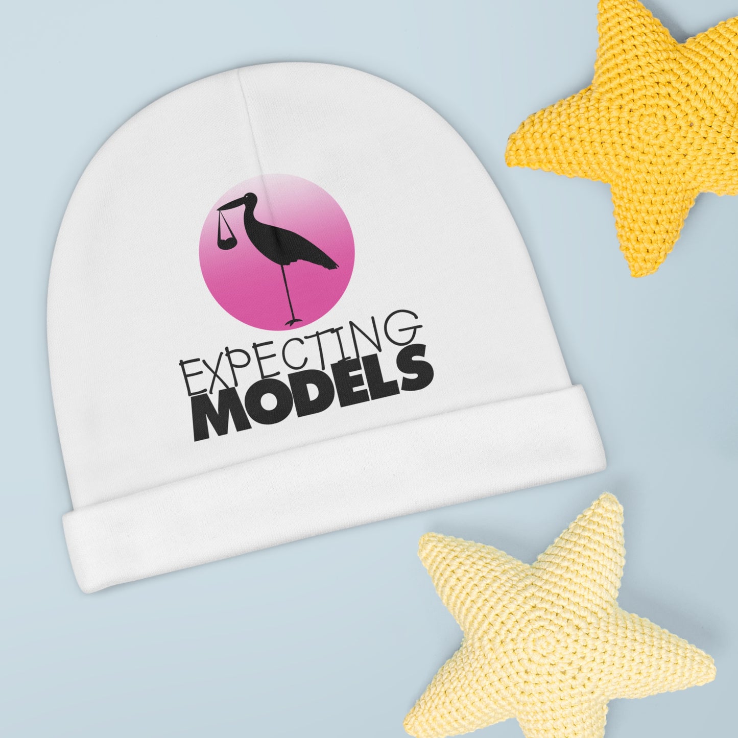 Expecting Models Baby Beanie - Perfect Gift for New Parents, Baby Shower, Cute Infant Hat, Gender Reveal, Stylish Baby Wear