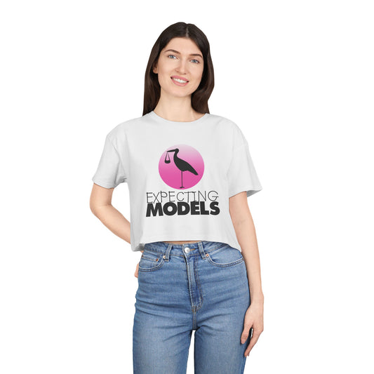 Expecting Models Women's Crop Tee - Perfect for Maternity, Baby Showers, Casual Wear, Gift for Moms, Stylish Pregnancy Apparel