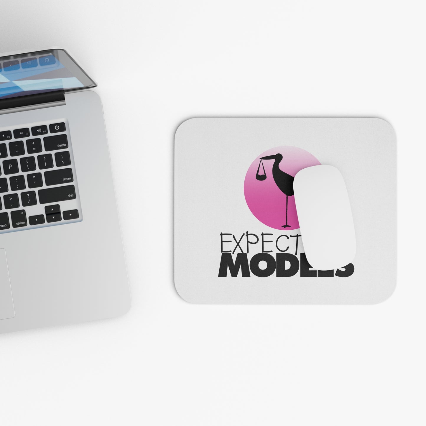 Expecting Models Mouse Pad, Fun Desk Accessory, Baby Shower Gift, Home Office Decor, Stork Design, Unique Gift Idea