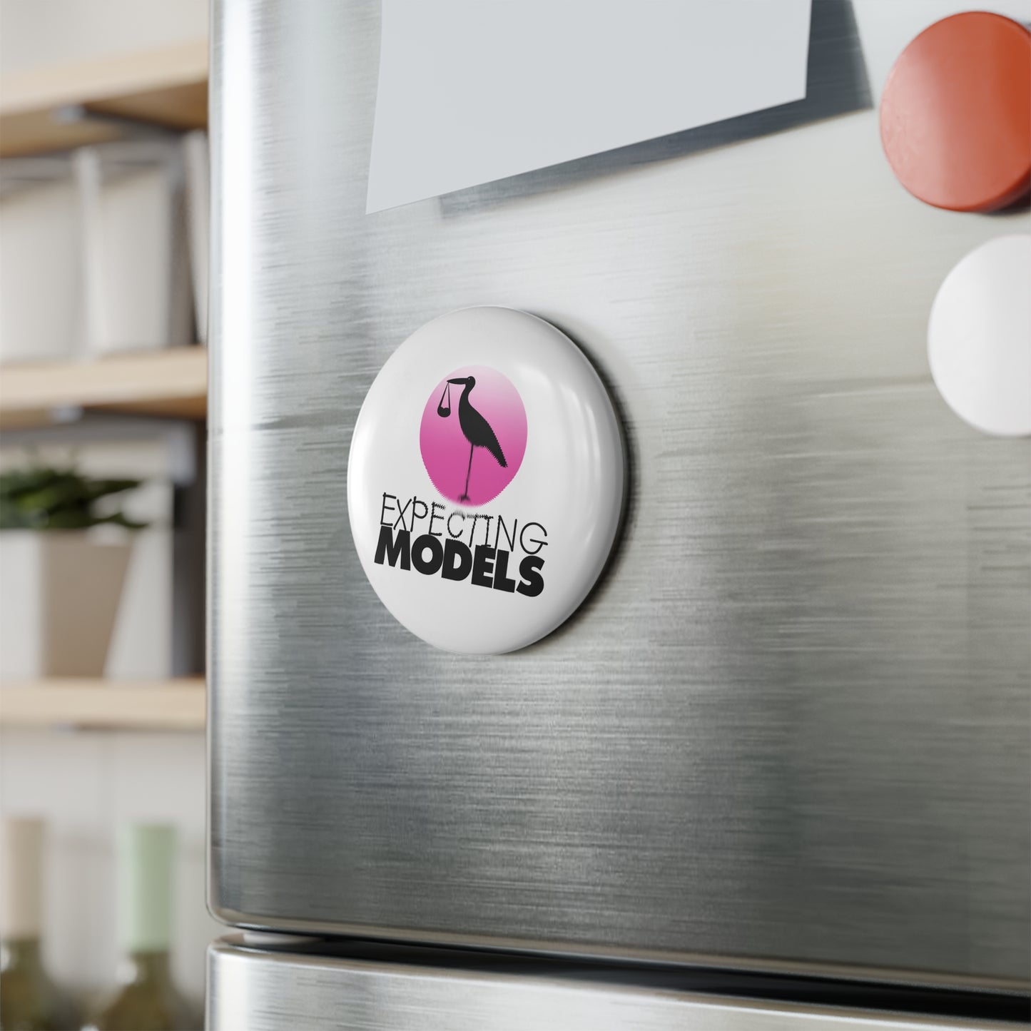 Expecting Models Button Magnet Set | Cute Baby Shower Gifts, Gender Reveal Decor, Nursery Magnet, Fun Kitchen Decor